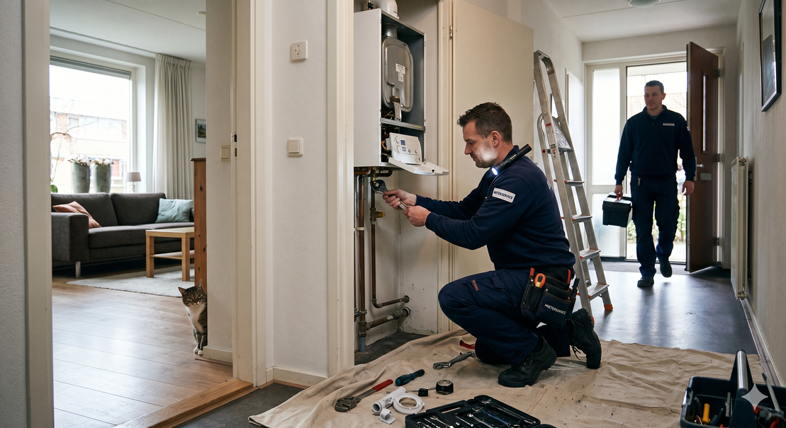 Hausmeister wartet eine Türanlage